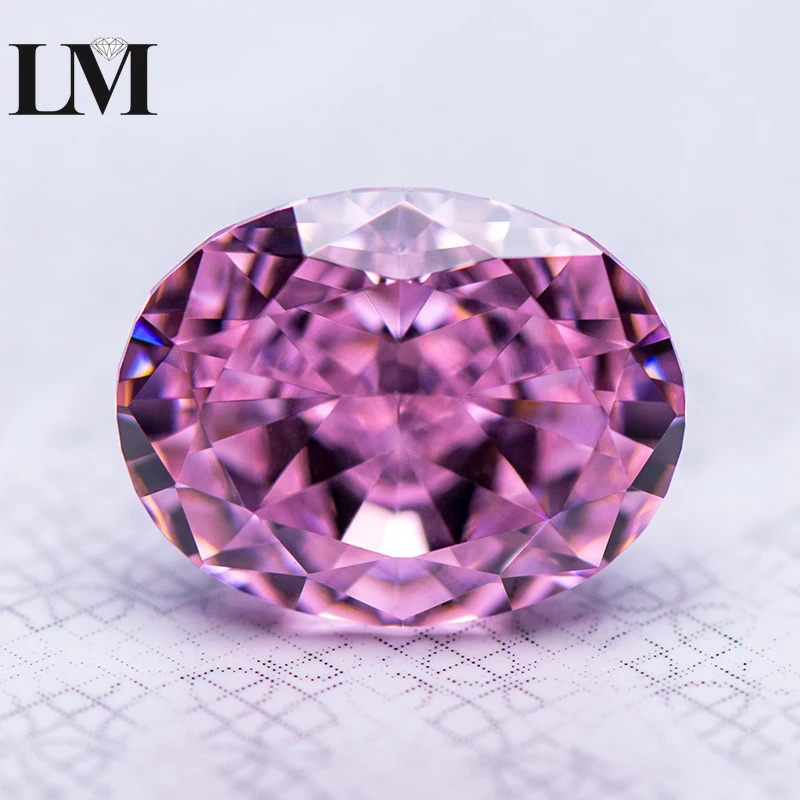 Cubic Zirconia Gemstone Pink Color Oval Shape 5A 4k Crushed Ice Cut Lab Synthetic Cz Stone For Women Jewelry Making Materials