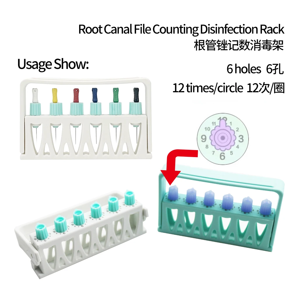 HBC Dental 1Box Counting Root Canal File Sterilizing Rack 12 Times 6Holes Endo Files Holder