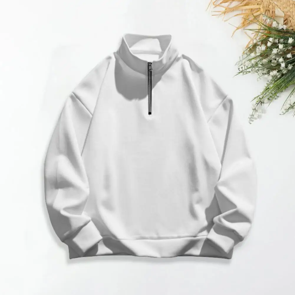 Comfortable Men Sweatshirt Men's Half Zipper Stand Collar Sweatshirt for Spring Fall Sports Casual Wear Breathable Soft Loose