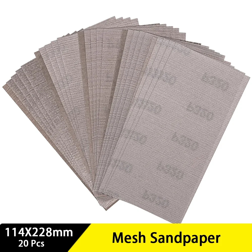 

114X228 мм сетчатый шлифовальный диск с крючками и петлями, 20 шт. в ассортименте, зернистость 80-320 для шлифования, авто, дерева, гипсокартона, полировки металла