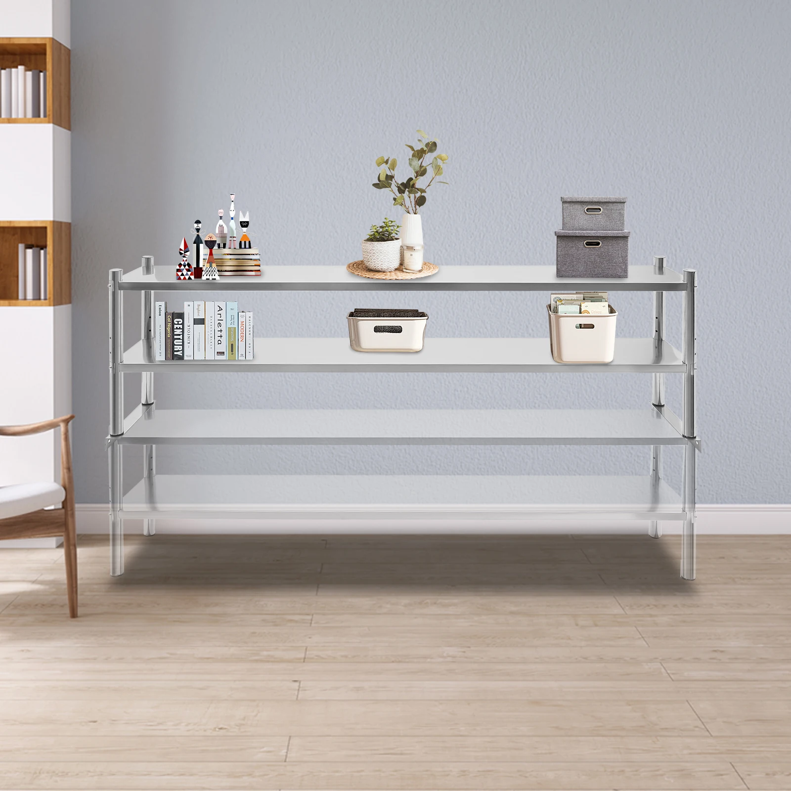 

Stainless Steel Shelving, High-Quality Material, 2-Layer Storage, 88 lbs Load Capacity, Easy to Clean, Ideal for Storing