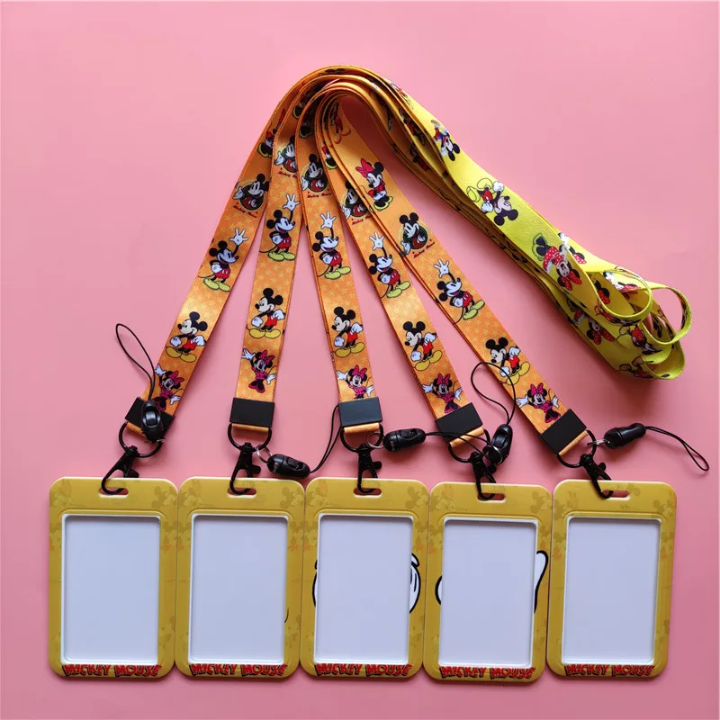 Disney Minnie ID Badge Card Holder Identification Card Holders Girls Pretty Neck Strap Lanyards Name Badge Holder Card Case