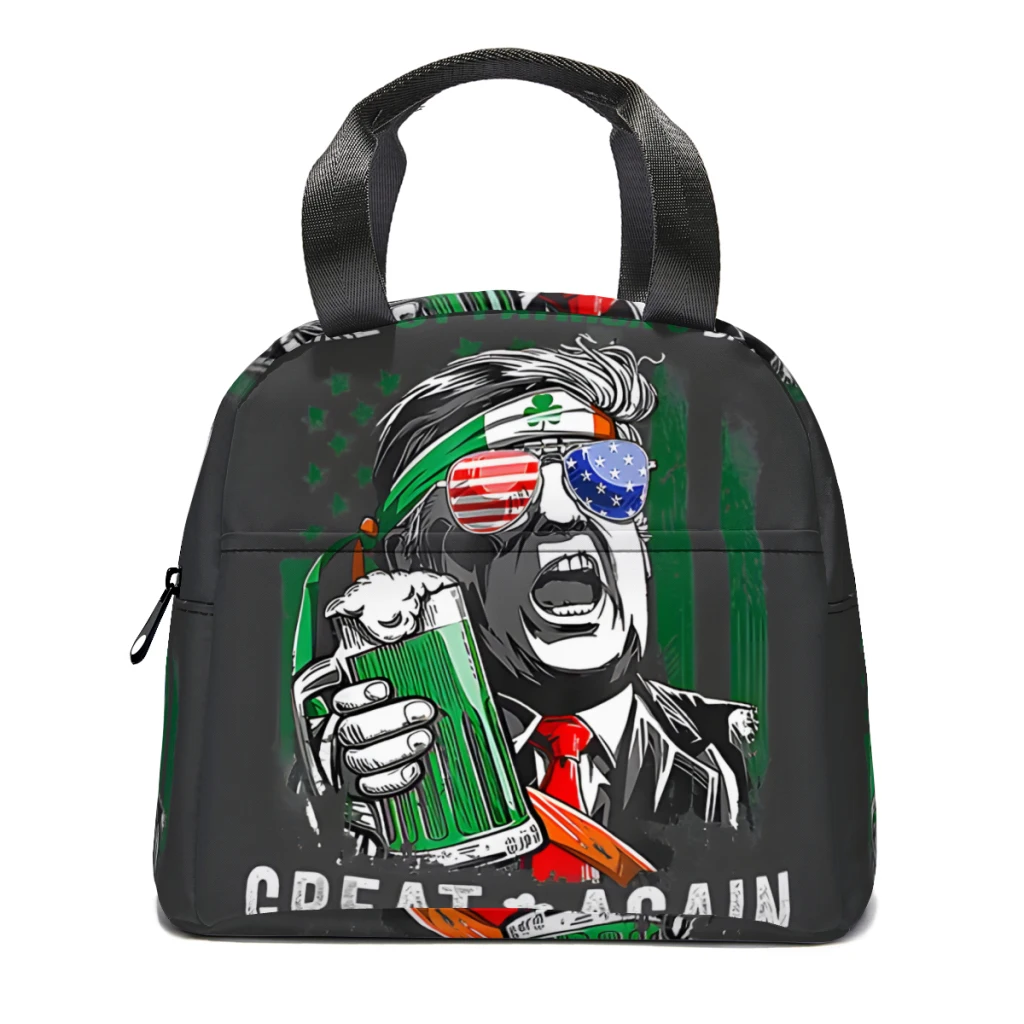 

Make St Patricks Day Great Again Fun Leprechaun Trump Beer Insulated Thermal Cooler Bag Lunch bag Foods Drink Storage