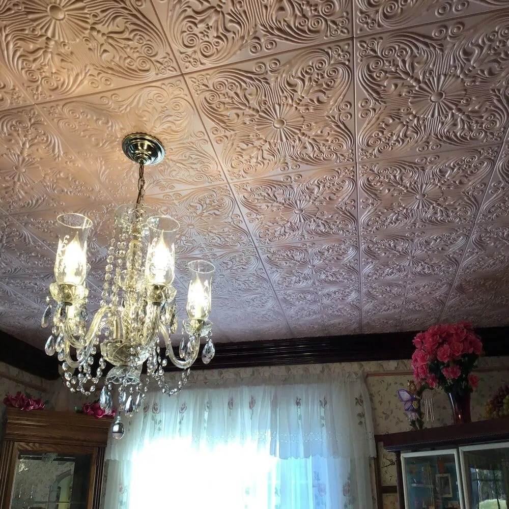 CEILINGS R139 Azulejo de teto com colagem de espuma prateada espanhola (128 m2. pés/estojo), pacote de 48, preto fosco