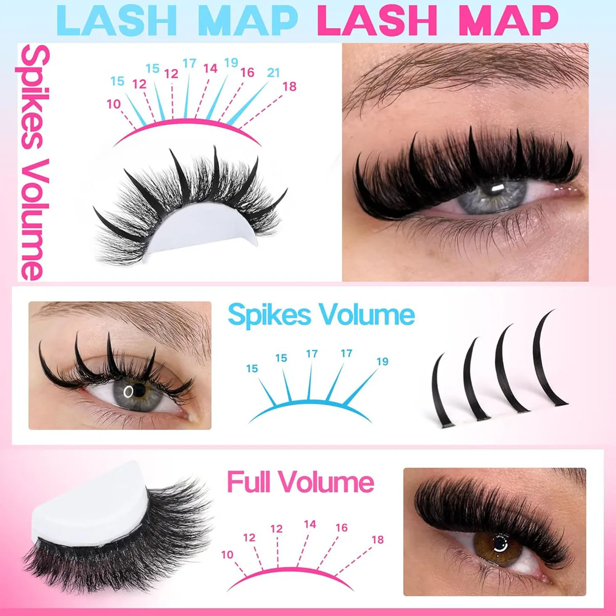 Spikes/80D/100D/Reusable Individual Segmented False Eyelashes Wispy&Ultra Soft 12-20MM DIY Eyelash Extension At Home