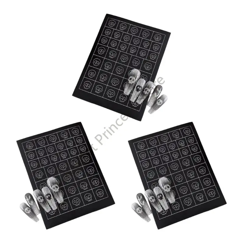 BX0F świąteczny szkielet naklejki na paznokcie naklejki samoprzylepne puste szablony na Halloween zdobienie paznokci łatwe do w