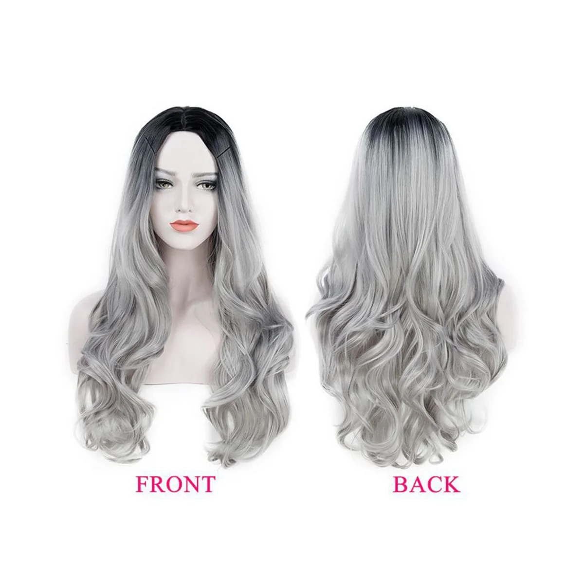 Natural Full Wigs Hair Long Wavy Synthetic Heat Resistant Ombre Wig for Women & Cosplay Costume