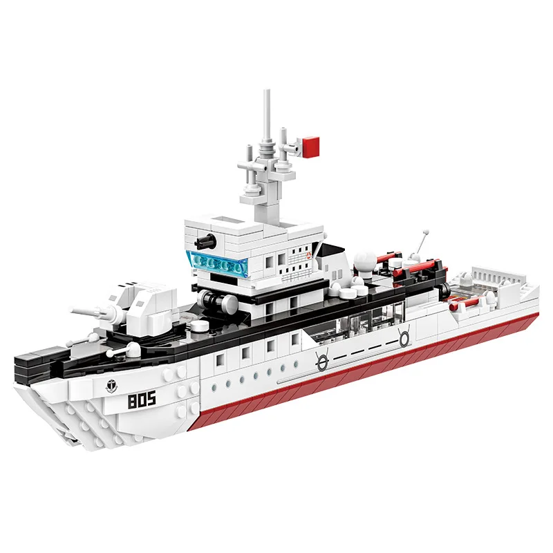 

Building blocks, small particle building blocks, 3523 minesweeper, World War II military vessel, combat ship