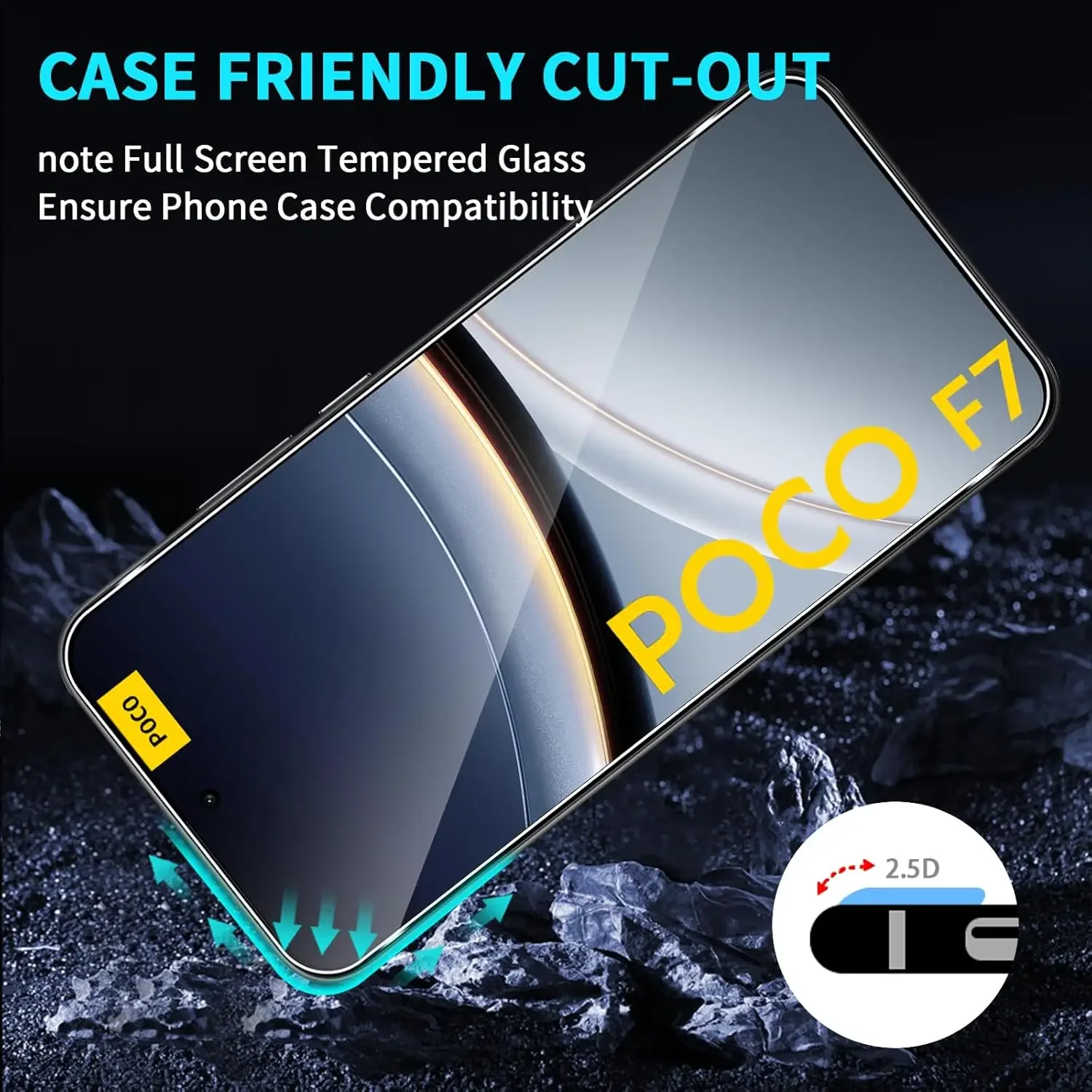 2/4 قطعة واقي شاشة عالي الدقة لهاتف Xiaomi POCO F7/F7 pro من الزجاج المقسى