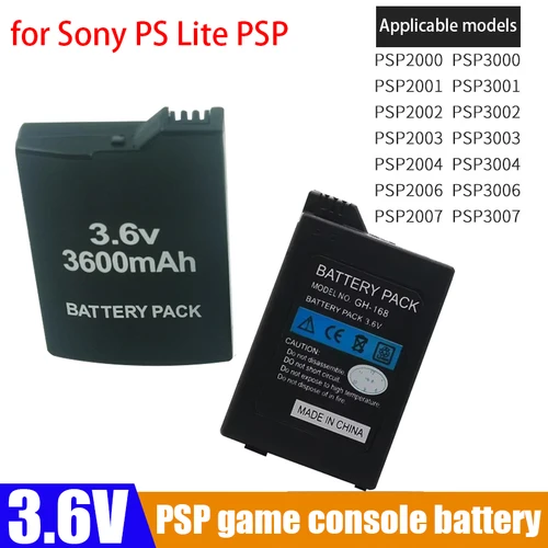 Batería integrada de 3,6 V y 3600mAh para consolas de juegos Sony PS Lite PSP 2. ° PSP-2000 PSP-3000 PSP-3004, baterías recargables para Host