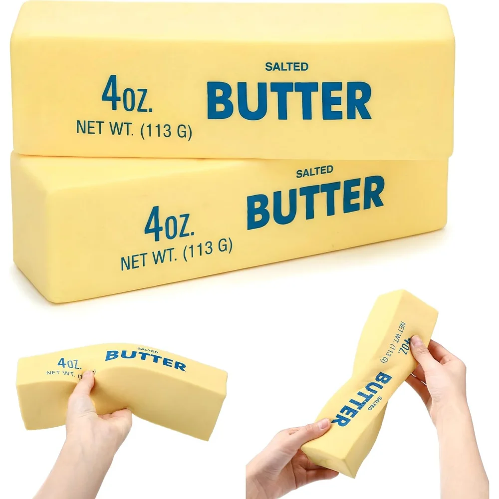 Butter-Quetsch-Stick: Riesiger, weicher, langsam aufsteigender Butter-Quetsch-Stressball – Realistische Fidget-Butter für Büro, Schule und Angstlinderung