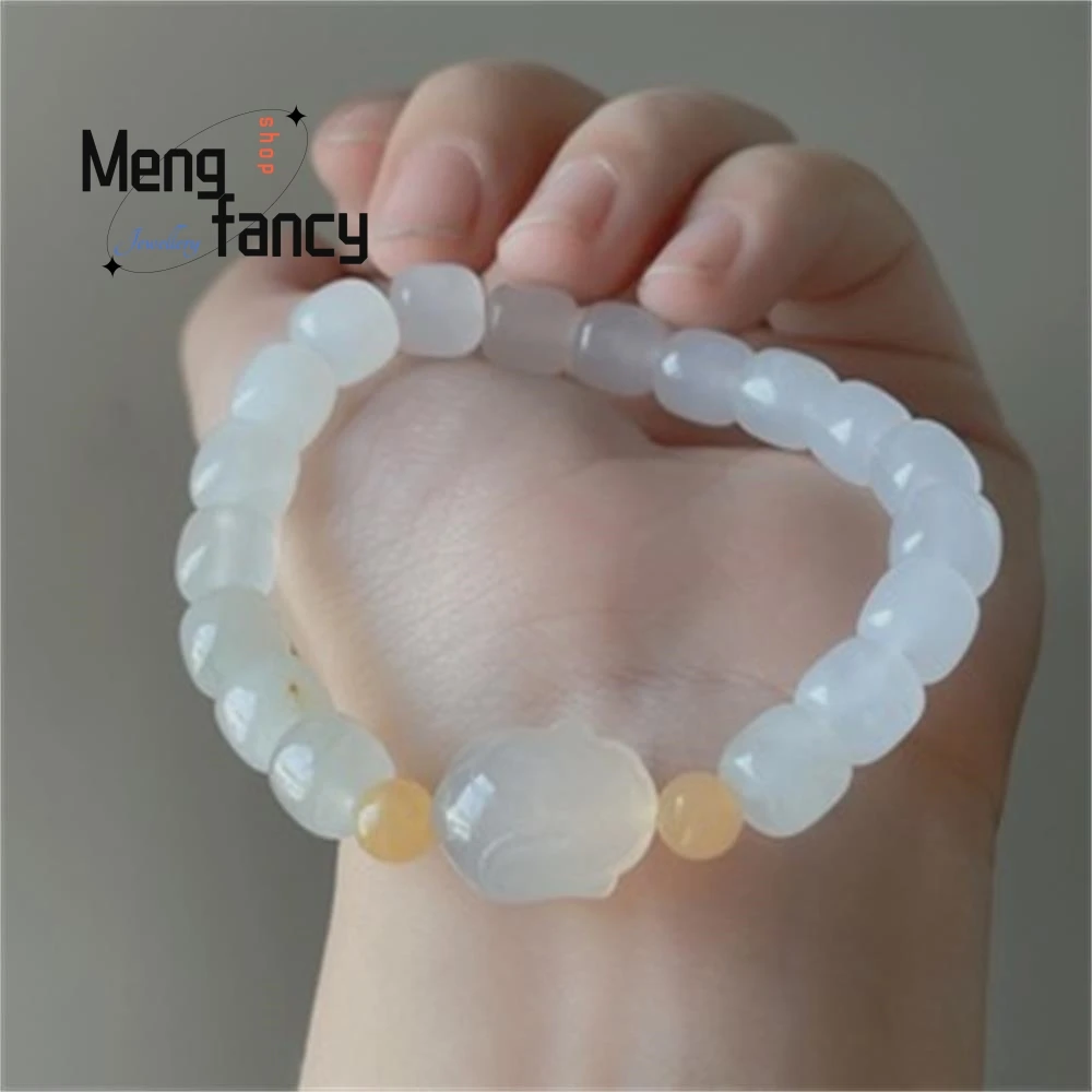 Natural New Female Simple Gentle Tianshan Cui Chalcedony Bracelet String National Style Exquisite Popular Fashion Luxury Jewelry