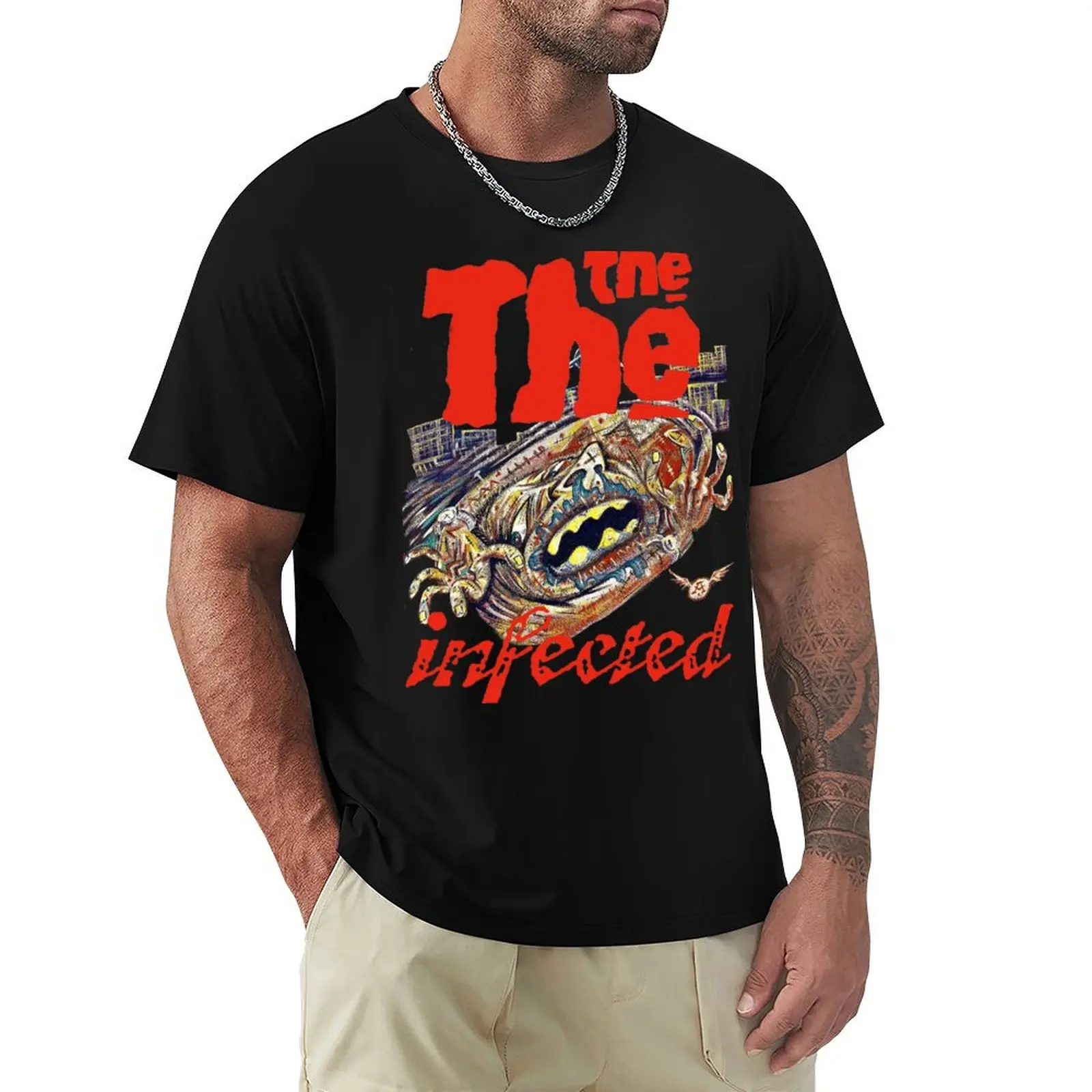 

The The - Infected- album 80's Retro punk new wave band original art design T-Shirt Plus Size Simple Casual Top