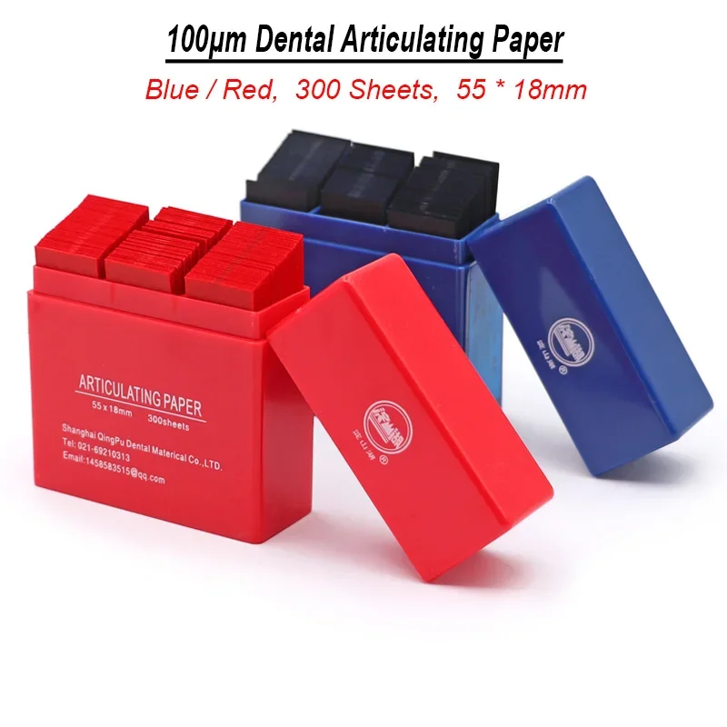 2 Boxes 100μm Dental Lab Articulating Paper Red Blue Occlusion Bite Strip Dentist Orthodontic Oral Teeth Care Occlusal Tweezers