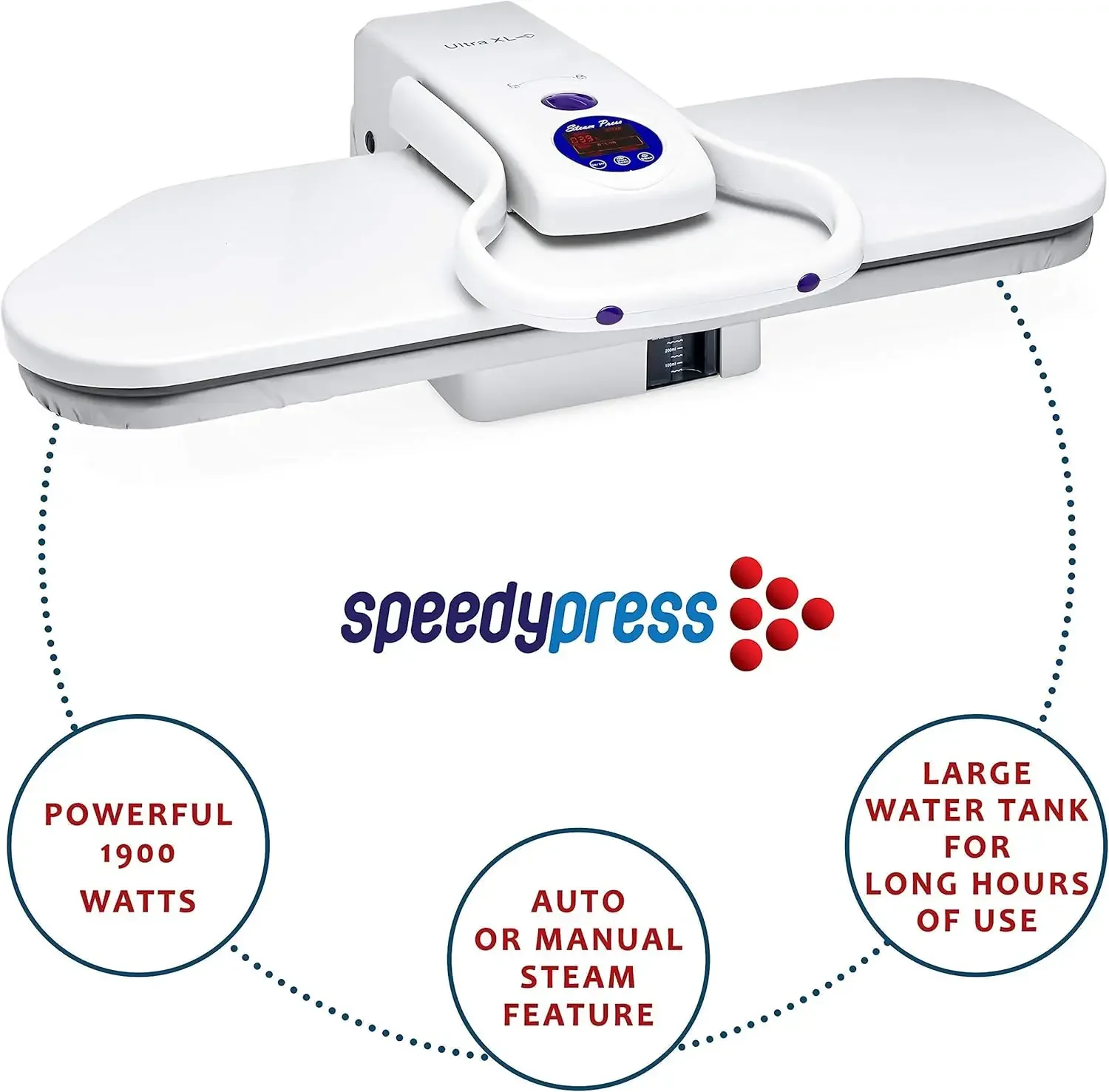 Iron/Steam Press | Ultra XL Electronic Iron Press w/ 100LBs. of Pressing Pressure for Home/Business | Multiple Steam Fu