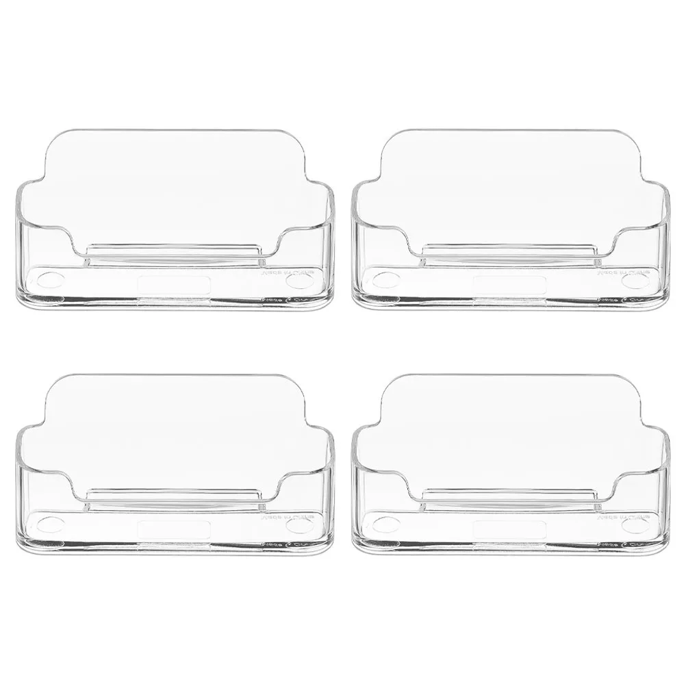 4 قطعة حامل بطاقة الأعمال الاكريليك منظم مكتب شفاف لبطاقات اسم المكتب تخزين عرض موقف بطاقة حقيبة للتخزين