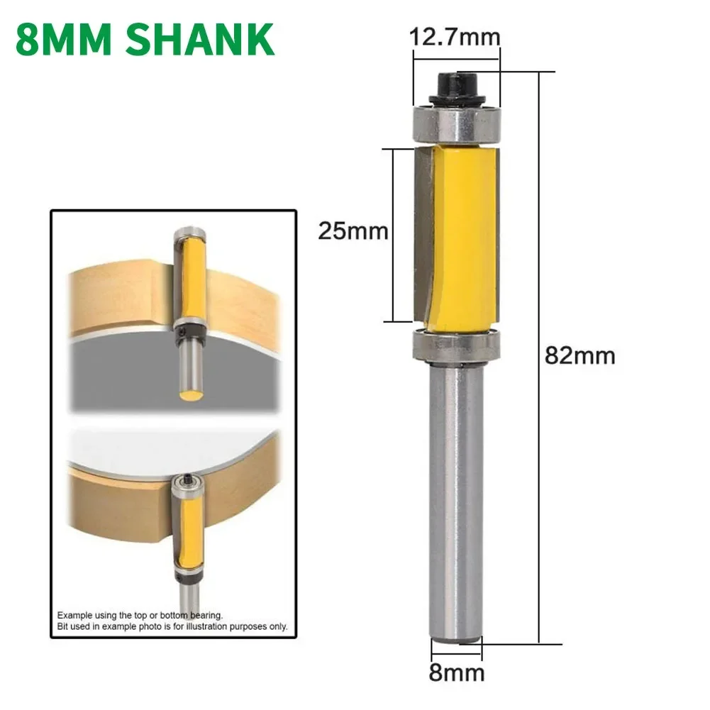 1PC 8MM Shank Milling Cutter Wood Carving Flush Trim Router Bit Top & Bottom Bearing Woodworking Tool Woodworking Router Bits