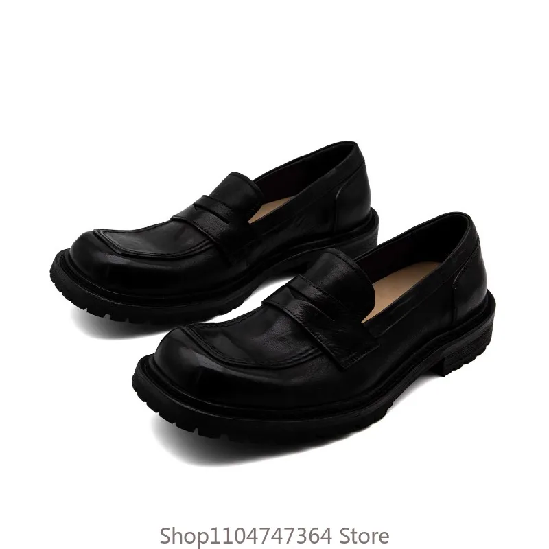

New Design Genuine Leather Business Dress Shoes Men's Loafers Fashion Oxfords Youth Black Work Slip on Leather Shoes Male