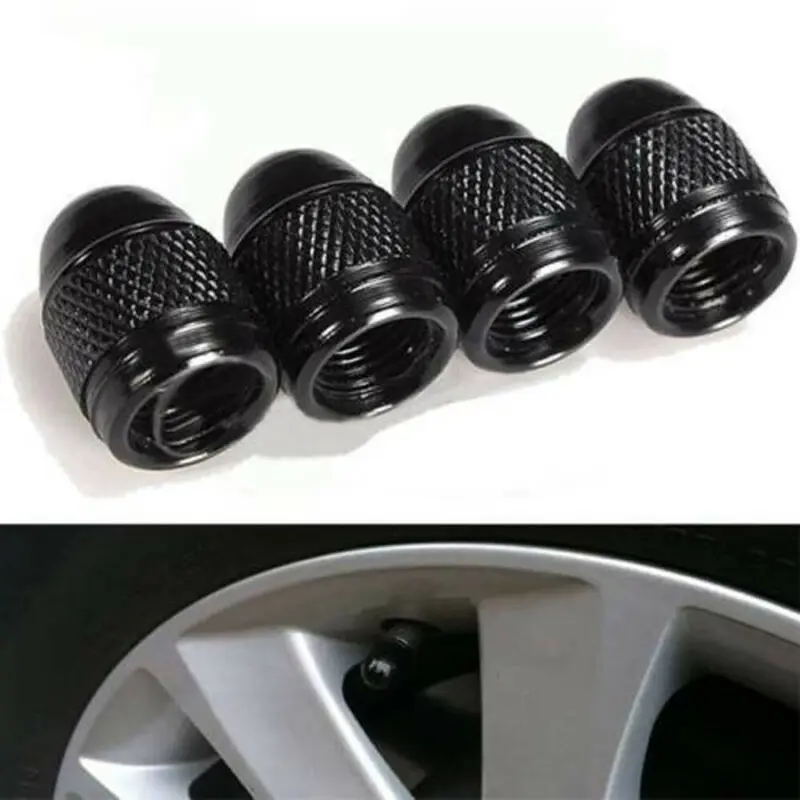 

4pcs Black Aluminum Bullet Car Truck Air Port Cover Tire Rim Valve Wheel Stem Caps Dustproof Cover Car Styling Accessorie