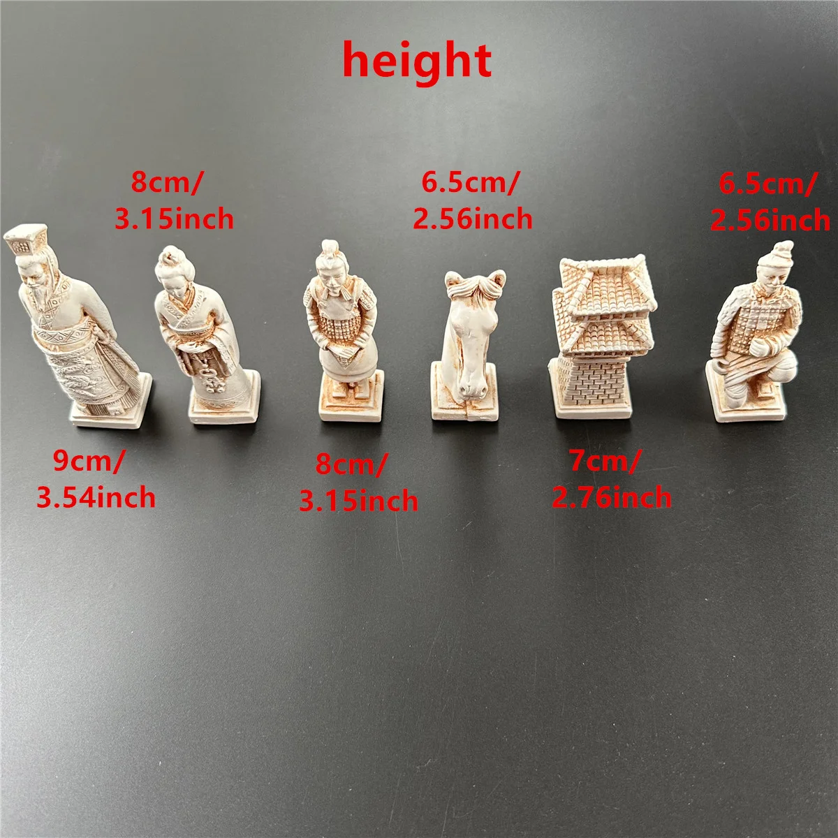 Terra Cotta Warriors Antique Big Chess Pieces Chess Leather Chess Board 43cm/16.93inch Handmade Characters Parent Games