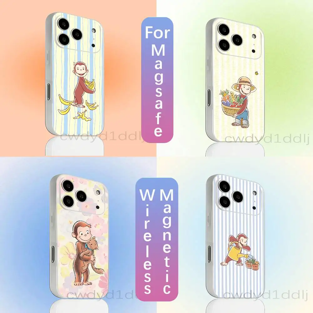 

C-Curious Monkey G-George Phone Case For iPhone 15,16,17,13,14,11,12,Pro,Max,Plus,E,Air,Mini with Magsafe Magnetic Transparent