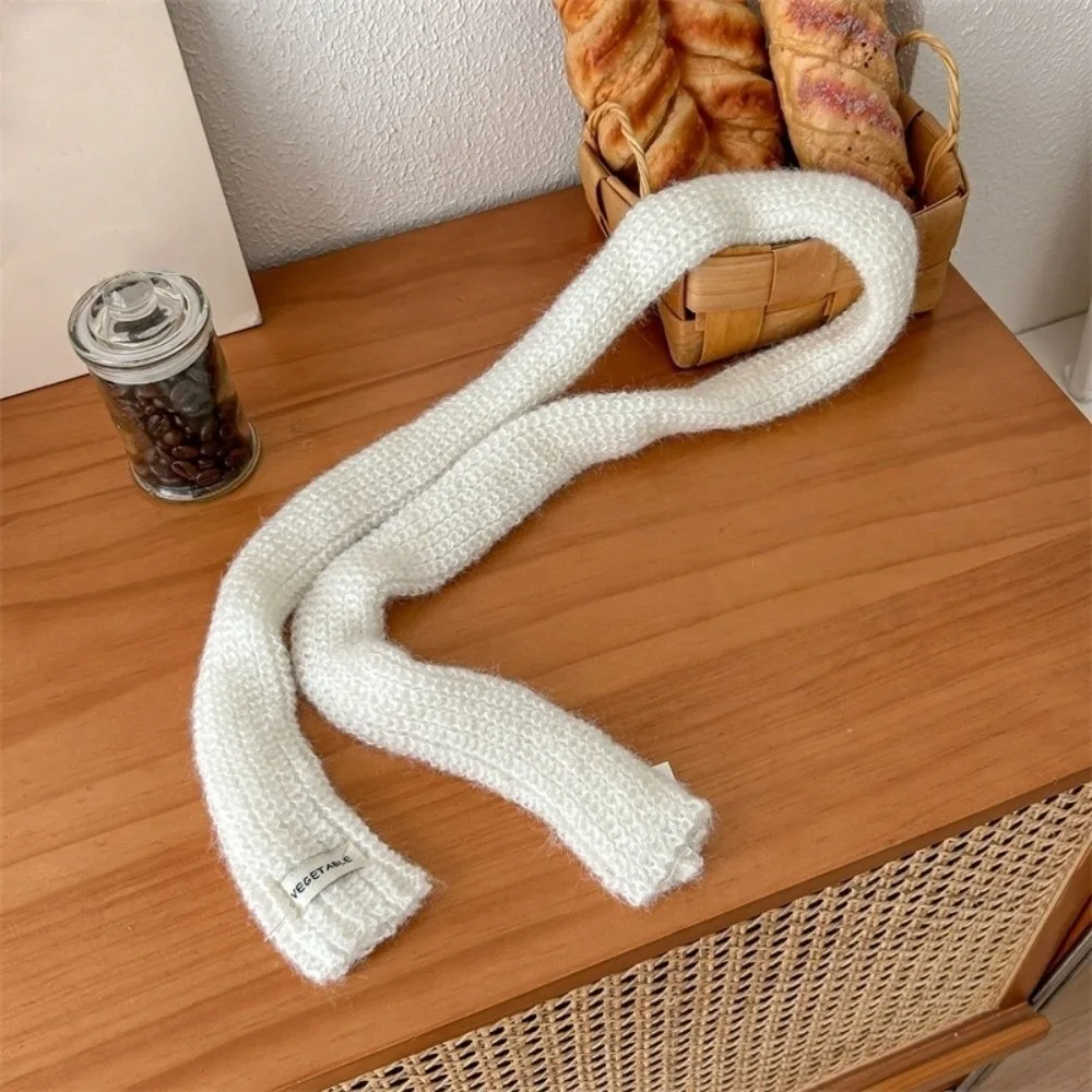 

All-match Solid Color Long Narrow Scarves Korean Style Y2K Knitted Scarf Ribbon Keep Warm Sweet Scarf Autumn/Winter
