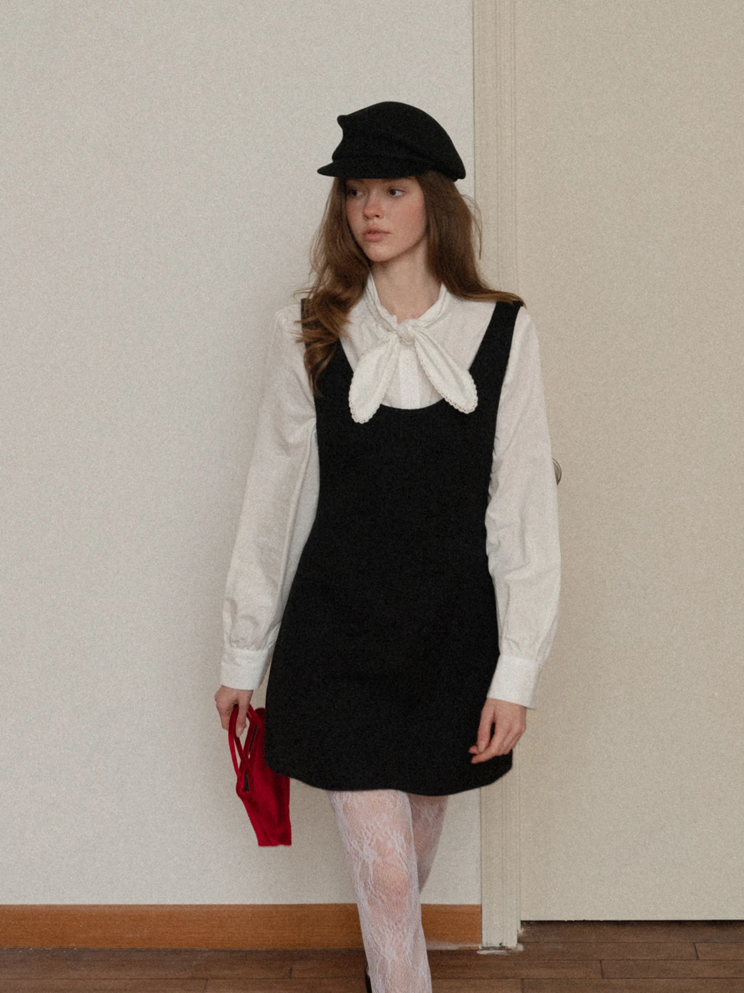 

Элегантный шерстяной жилет Dr Eggka А-силуэта с высокой талией для женщин, модный осенне-зимний сезон, U-образный вырез, черный