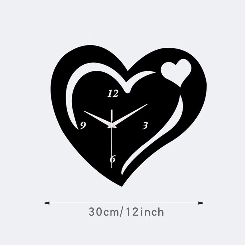 Black Love Wall Clock Valentine\'s Day Creative Silent Clock Suitable for Living Room and Bedroom Decoration as a Gift for Lovers