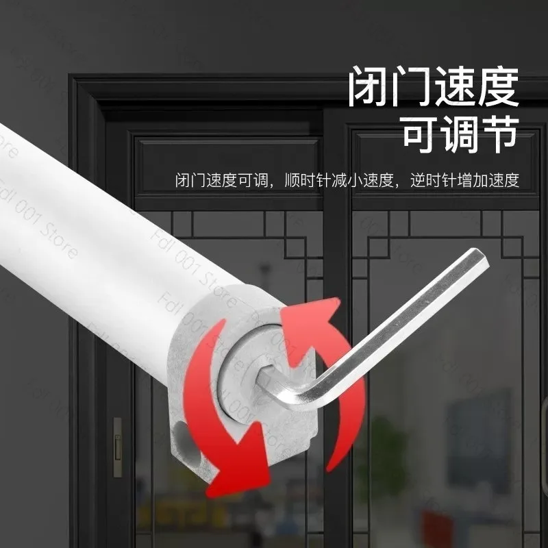 Household Door Closer with Aluminum Alloy Buffering Damping Sliding Glass Door Simple Household Automatic Door Closer