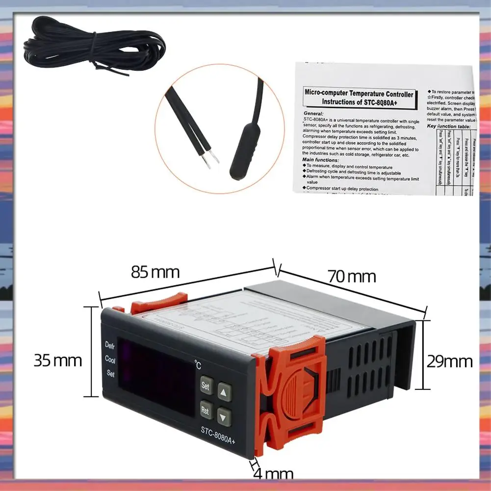 

AFBC STC-8080A + цифровой регулятор температуры, регулятор 220 В, датчик холодного хранения и морозильной камеры, гигрометр 40%
