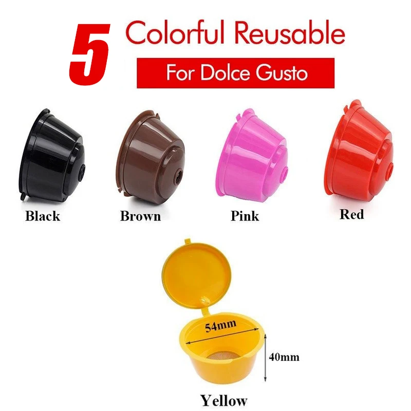 1/6PCS Refillable Coffee Capsule Filter Cups for Nescafe Dolce Gusto Refillable Caps Filter Baskets Strainer Coffeeware Crema