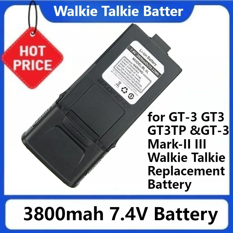 

For Baofeng GT-3TP Walkie Talkie Battery for GT-3 GT3 GT3TP &GT-3 Mark-II III Walkie Talkie Replacement Battery 7.4V 3800mAh