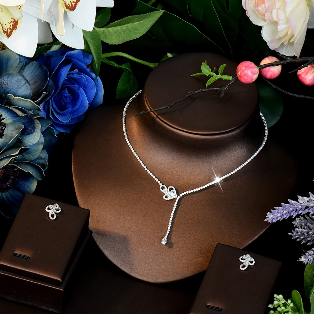 

HIBRIDE 2026 New Elegant and Smart Everyday Necklace Earring Set Light Luxury Jewelry Women's Wedding Bridal Travel Gift S-1204