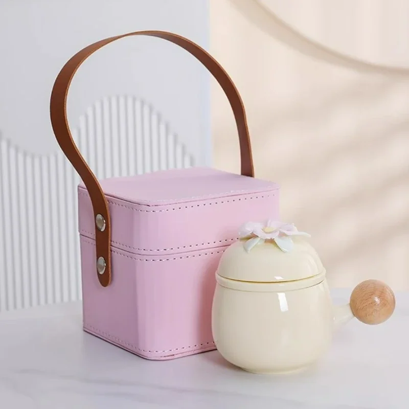 Ceramic Solid Color Tea Cup with Lid Household Office Mark Cup Tea Drinking Filter Cup Kitchen Teaware Drinkware Gift 2025 New