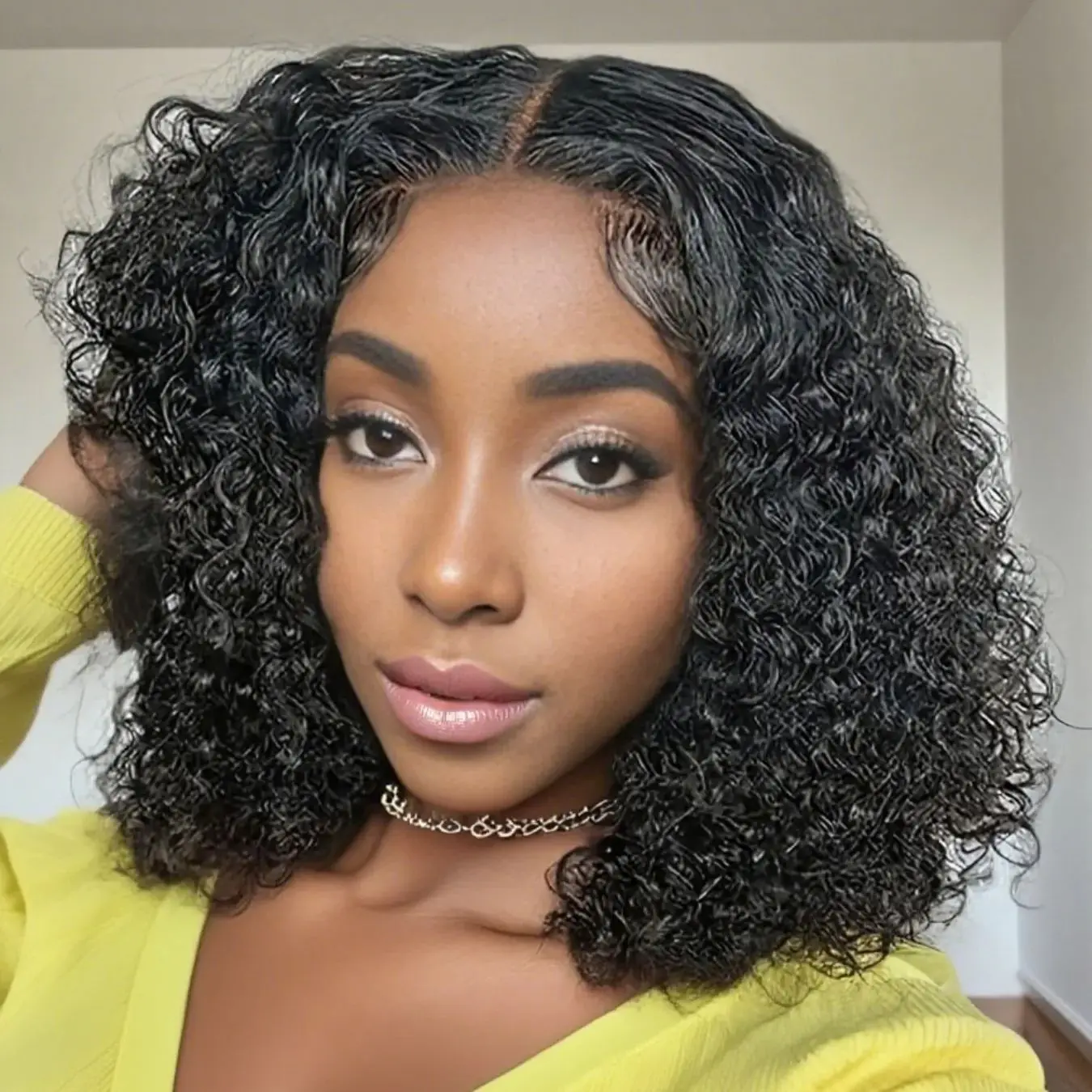 4x4-カールウェーブレースクロージャーウィッグ人毛ウィッグプレプラッキング済みプレカット済み女性用