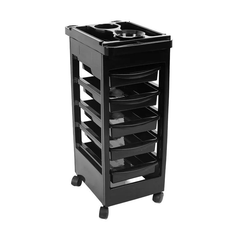 

Professional Home Office Salon Spa Cart Trolley Plastic 4-Wheel Easy Moving Modern Design Barber Hairdresser Black