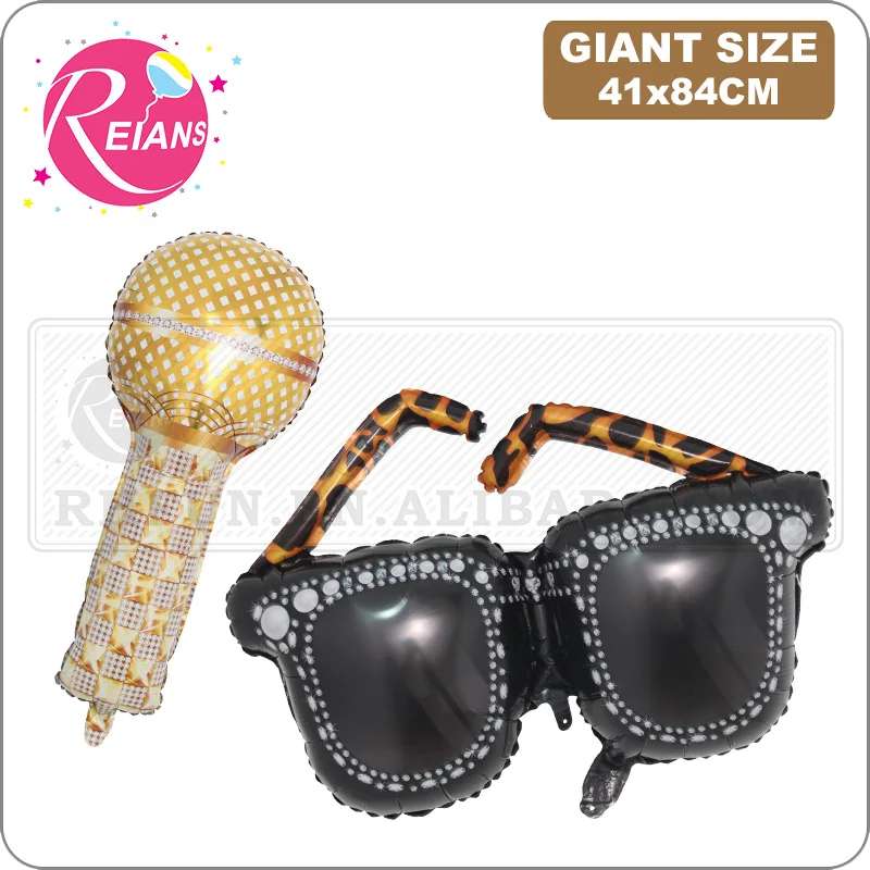 Microphone Glasses Foil Balloons Birthday Baby Shower Wedding bar singing Party Decorations Foil Balloons Kid Baby Toys