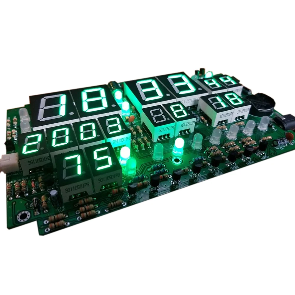 DIY Electronic Clock Alarm Practice Kit ECL-1227 Red Green Blue Calendar Temperature Meter English Panel Display