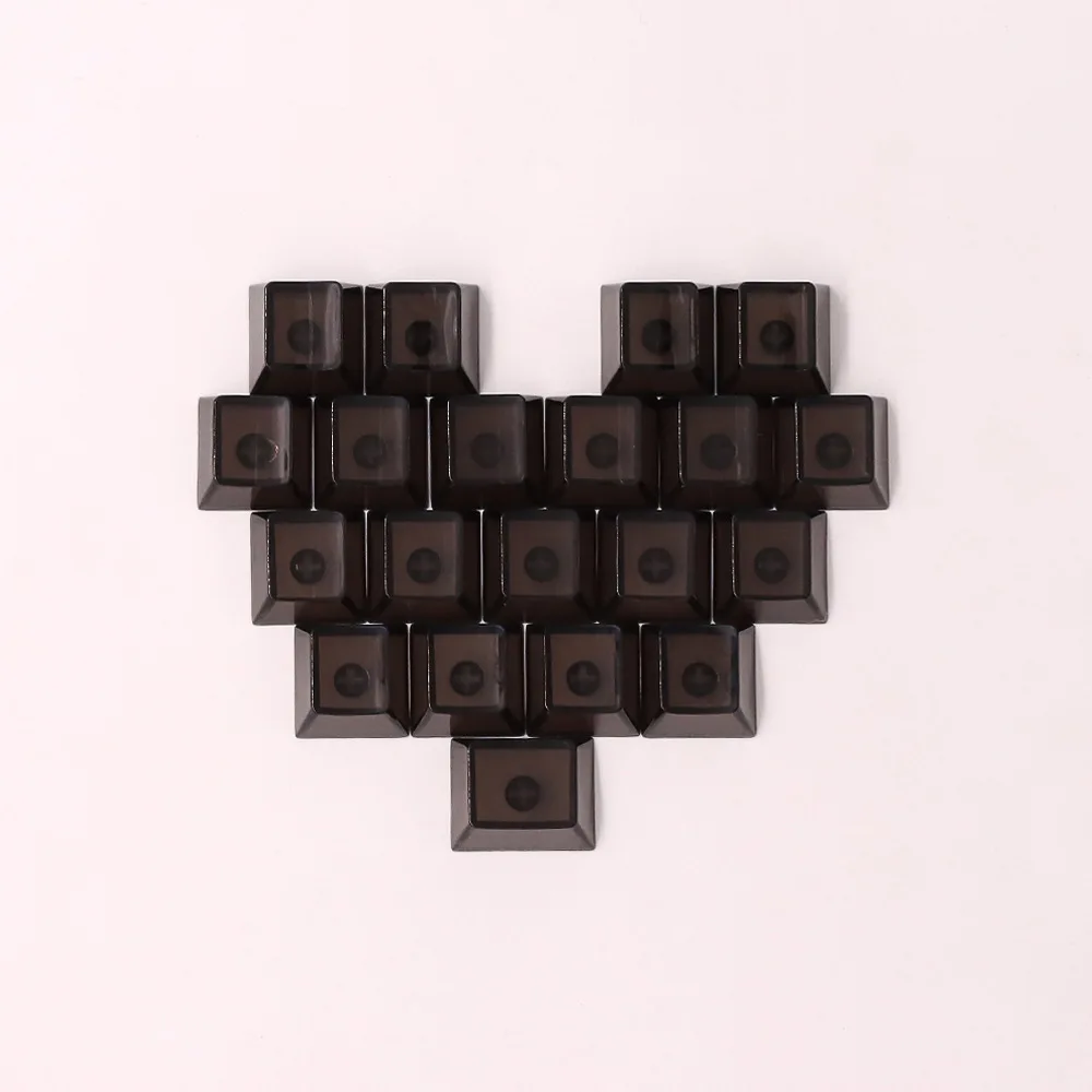 21 love transparent keycaps, original height, black, white, red, orange, green.