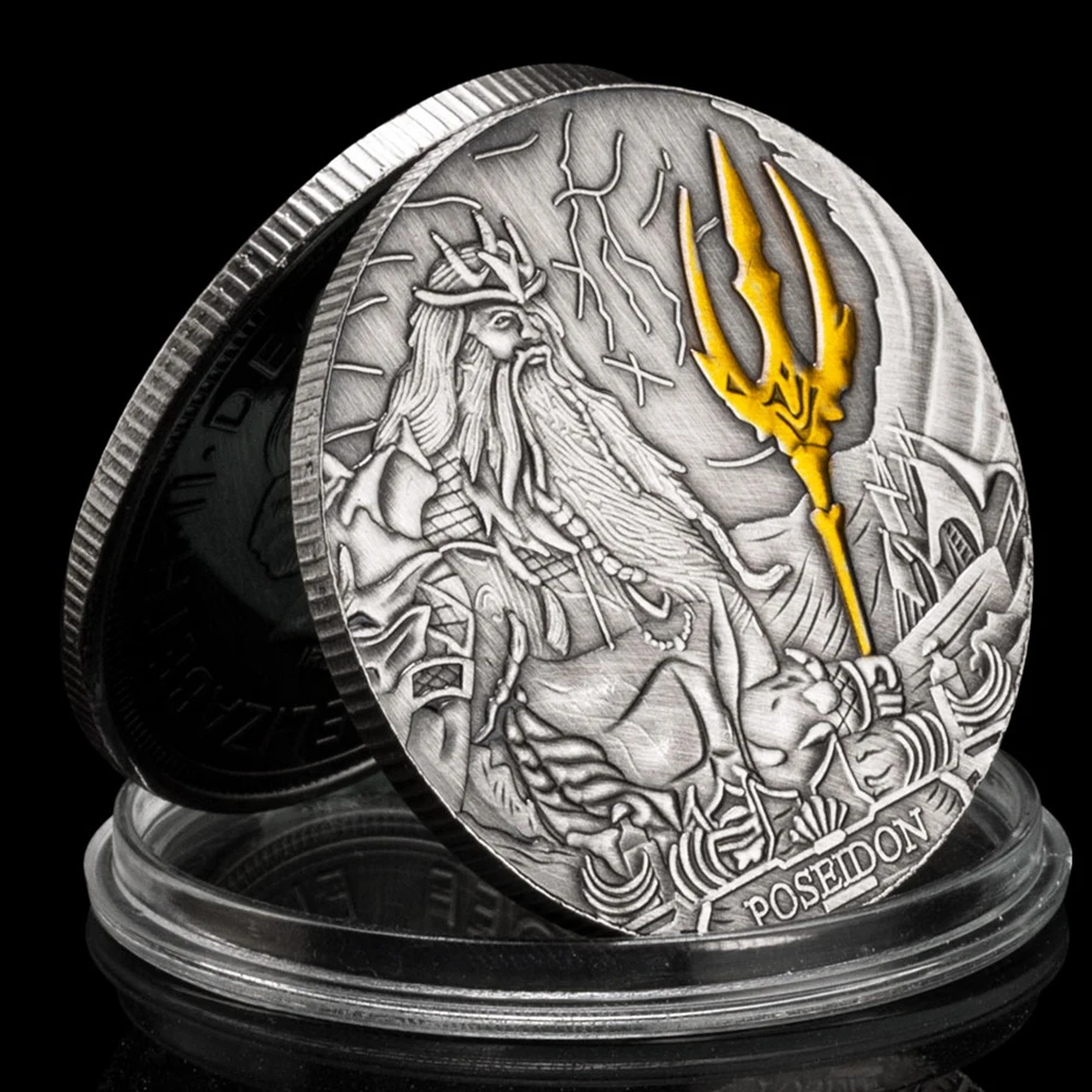 Commemorative Coin Arts Collection Gift Poseidon Egypt Japan Amaterasu India Mythical Ancient Silver Coins