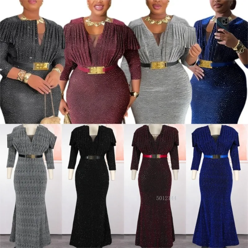 

Африканские вечерние платья для женщин, элегантное мусульманское свадебное вечернее платье в Турции, большие размеры, Дашики с бриллиантами, сексуальное облегающее длинное платье