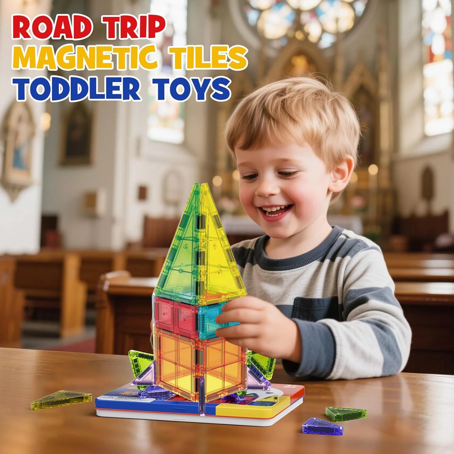 Mini blocos magnéticos de cor aleatória com caixa de ferro, blocos de construção magnéticos de viagem para crianças, brinquedos de blocos de construção magnéticos