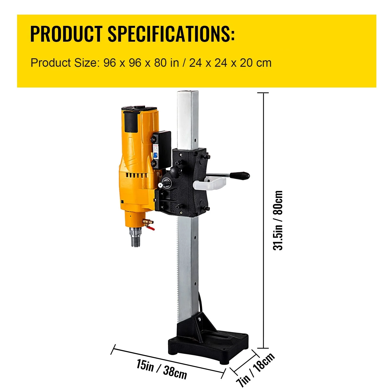 Diamond Core Drilling Machine 205 mm Capacity 3980W Concrete Core Drill for Concrete, Brick, Block, Diamond Core Drill Rig