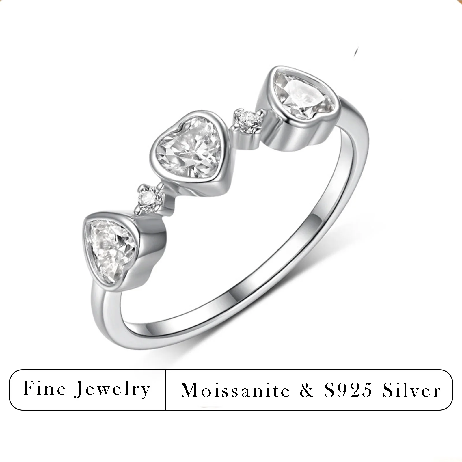 

0.77CTW Heart Shape Moissanite Ring S925 Silver D Color Paved Cluster Ring for Women Romantic Jewelry Gift