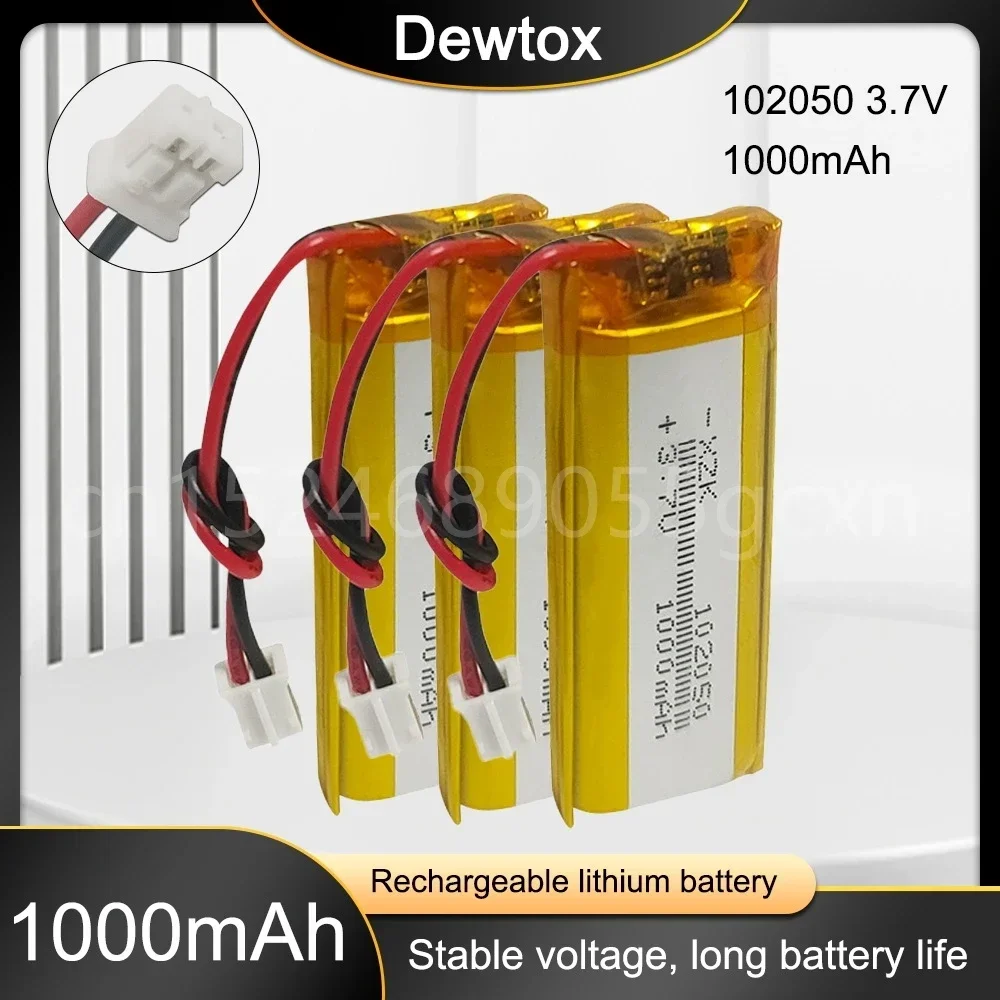 1000 мАч 3,7 В 102050   Литий-полимерный Li-Po литий-ионный аккумулятор PH 2,0 мм 2-контактный разъем для мобильного аварийного источника питания GPS