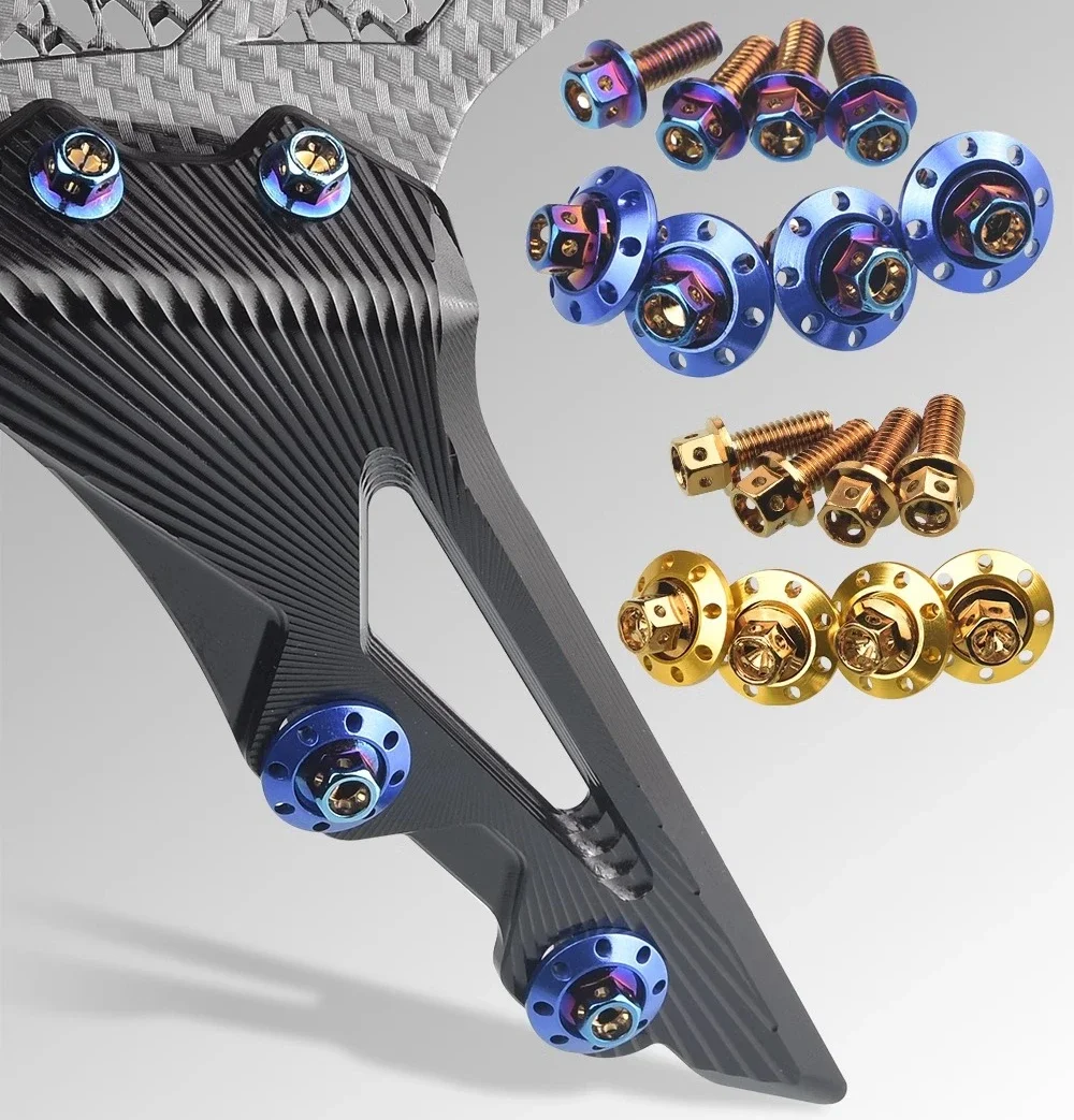 M8M6 stainless steel 304 screw electroplated blue screw outer hexagon screw big head screw electric car motorcycle