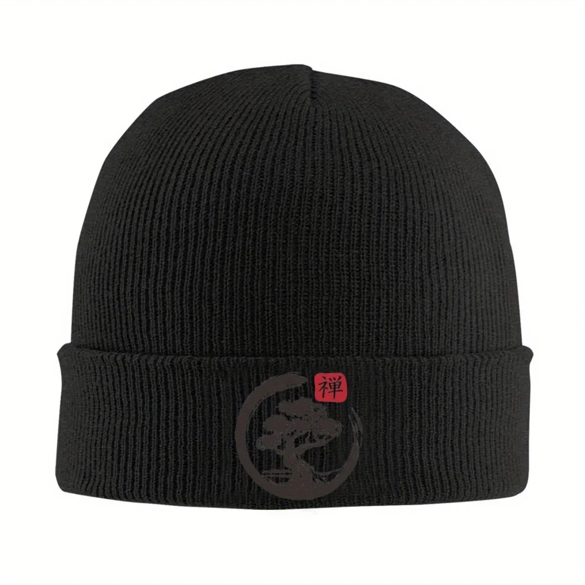 2026 Bonsai Tree Zen Symbol Buddhism Design Knitted Caps Women's Men's Skullies Beanies Autumn Winter Hats Yin Yang Tree Casual