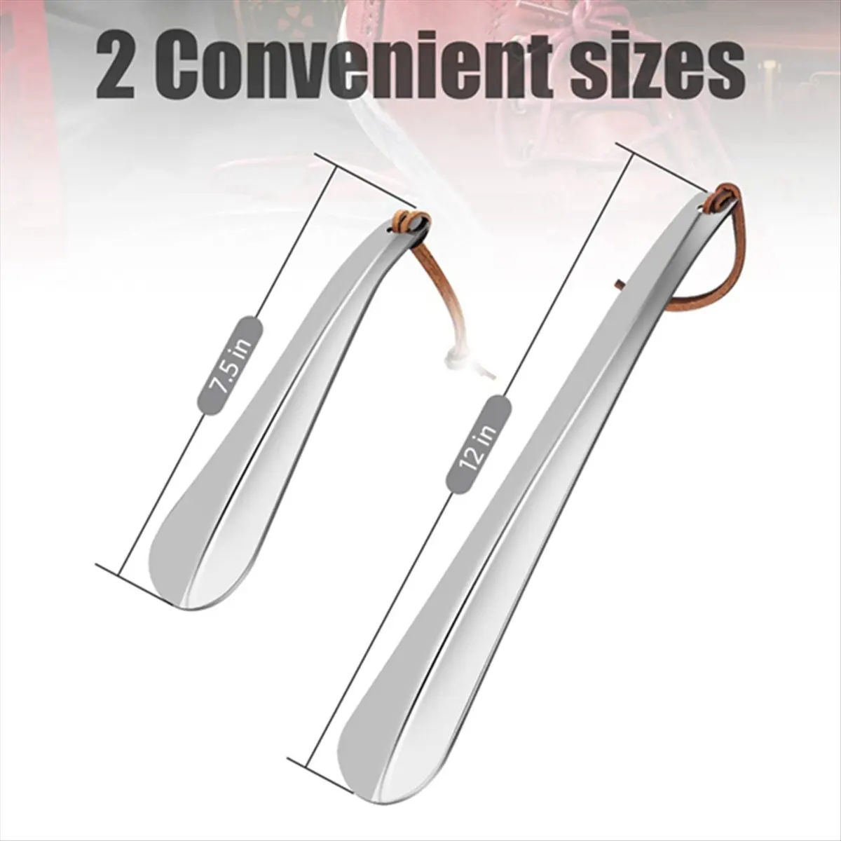 A24I Shoe Horn Set, Long Short Shoe Horns Set, Portable Travel Shoes Horn, Stainless Steel Long Metal Shoe Horn