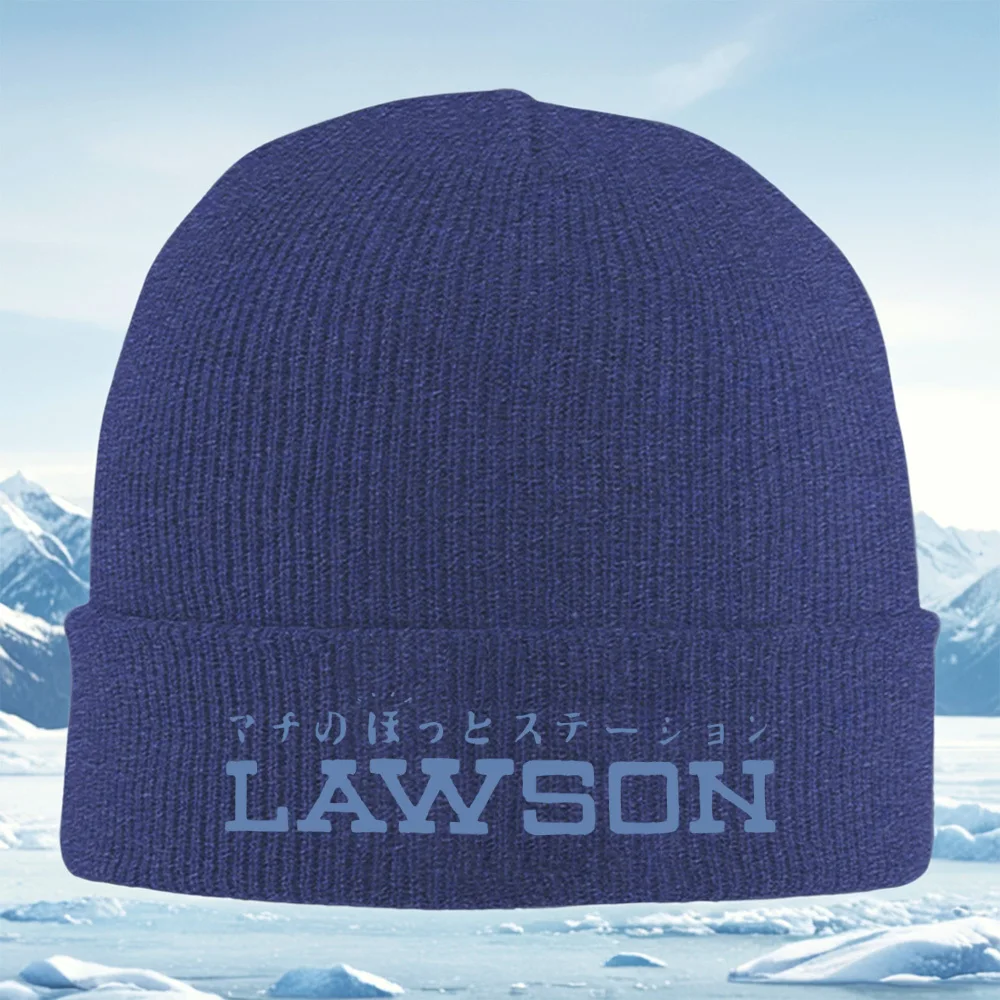 ข้อความภาษาญี่ปุ่นด้านบน หมวกไหมพรม Lawson สำหรับผู้ชาย ผู้หญิง และทุกเพศ หมวกบีนนี่ หมวกคลุมศีรษะ สำหรับฤดูหนาว อุ่นสบาย เหมาะสำหรับคริสต์มาส กิจกรรมกลางแจ้ง ปั่นจักรยาน เดินป่า