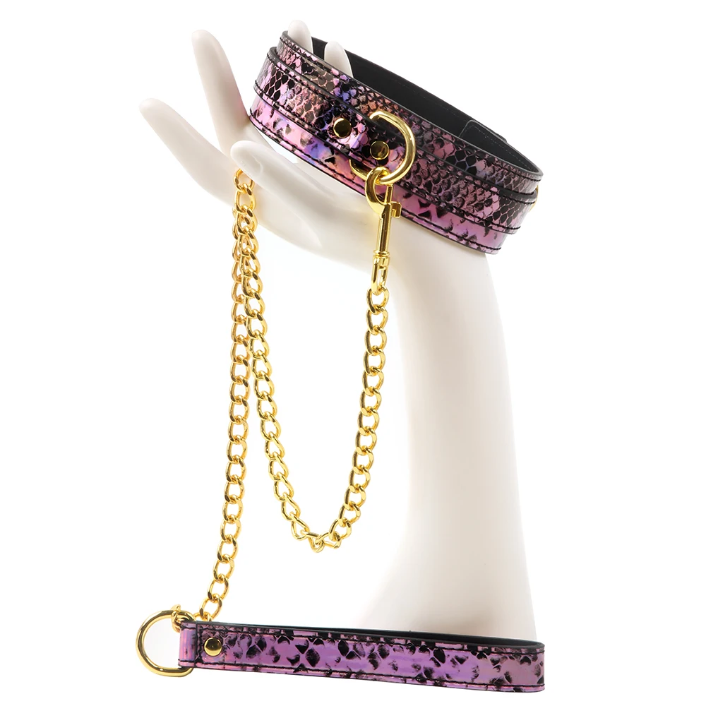 Snake SM Collar With Long Chain Leash BDSM Bondage Role Play Sexy Toys Adult Flirting Games Sex Tools